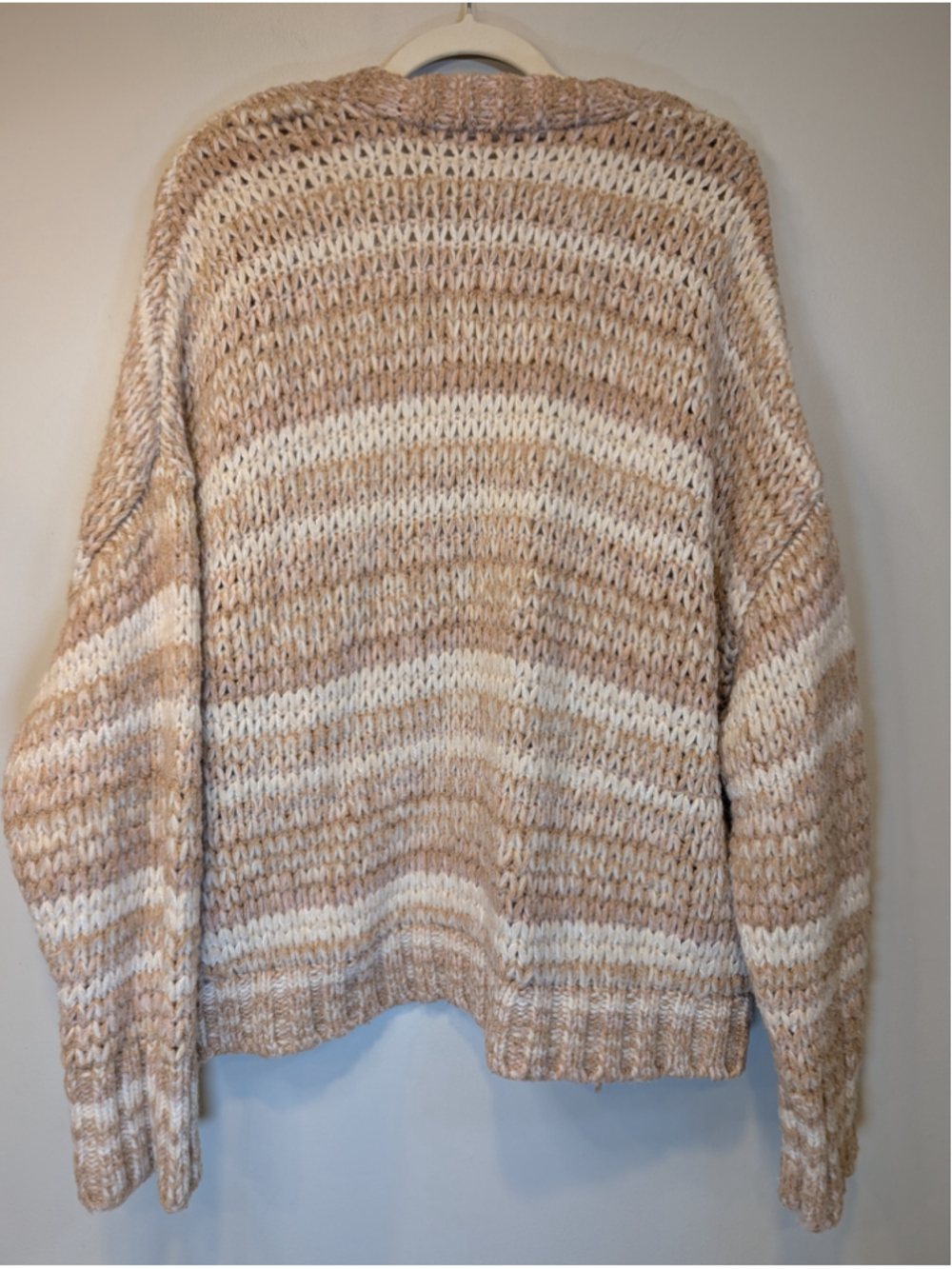 American Eagle Striped Chunky Knit Cardigan Sweater Cozy Neutral XL Extra Large - Picture 7 of 9